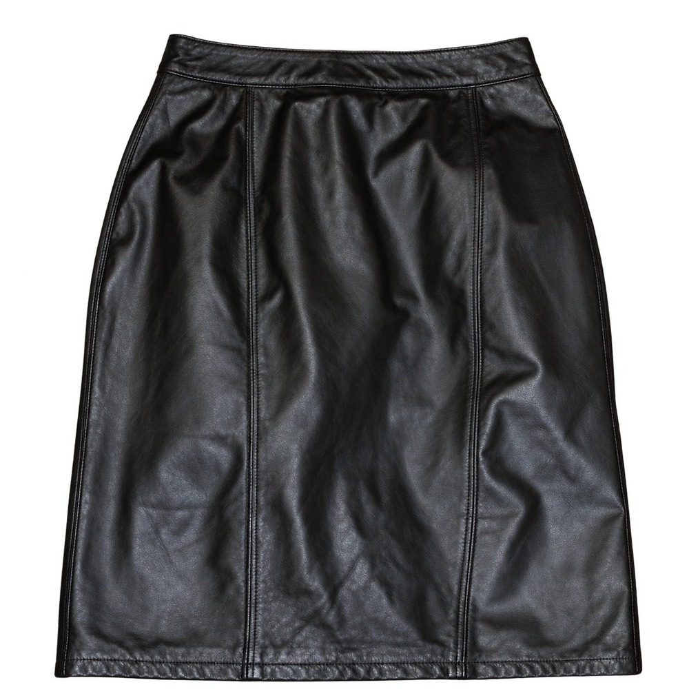Pelle Cuir Vintage High Waisted Leather Pencil Skirt Women Size 8 Black